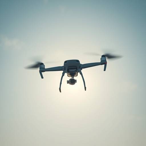 Drone flying in the sky with a camera attached