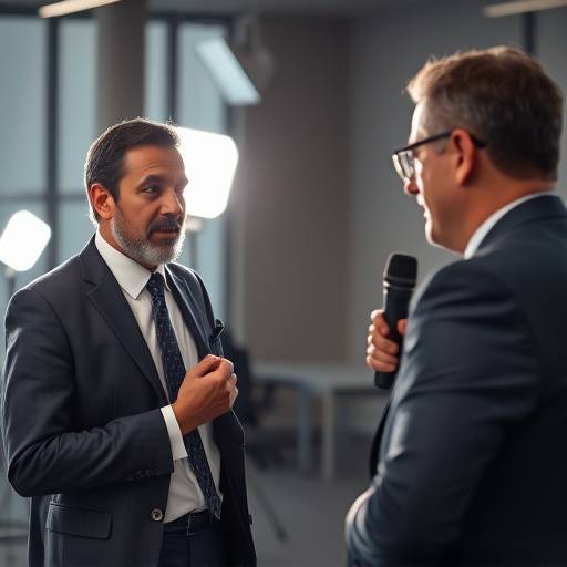 People in a corporate setting being interviewed for a video
